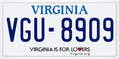 VA license plate VGU8909