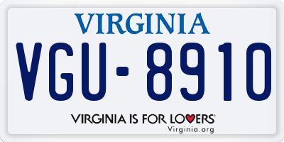 VA license plate VGU8910