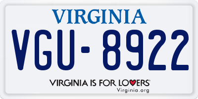 VA license plate VGU8922