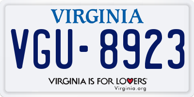 VA license plate VGU8923