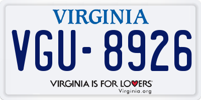 VA license plate VGU8926