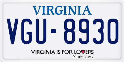 VA license plate VGU8930