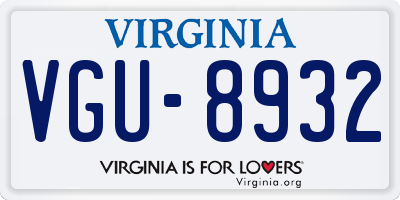 VA license plate VGU8932