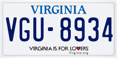 VA license plate VGU8934