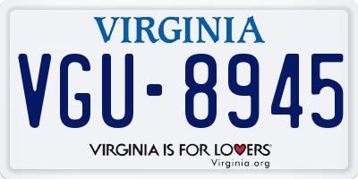VA license plate VGU8945