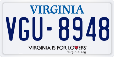VA license plate VGU8948