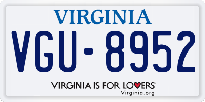 VA license plate VGU8952