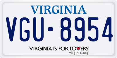 VA license plate VGU8954