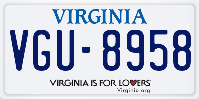 VA license plate VGU8958