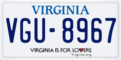 VA license plate VGU8967