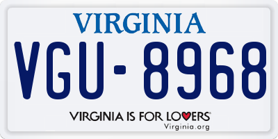 VA license plate VGU8968