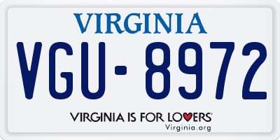 VA license plate VGU8972