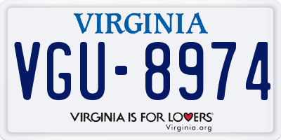 VA license plate VGU8974