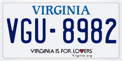 VA license plate VGU8982