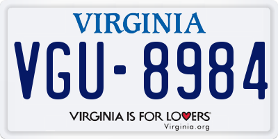 VA license plate VGU8984