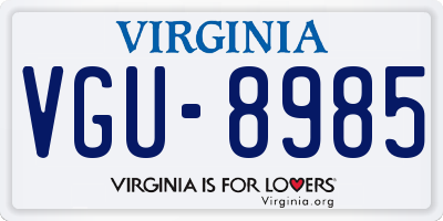 VA license plate VGU8985