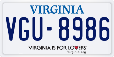 VA license plate VGU8986