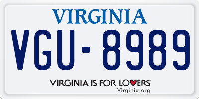 VA license plate VGU8989