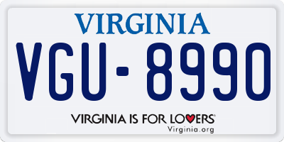 VA license plate VGU8990