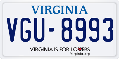 VA license plate VGU8993