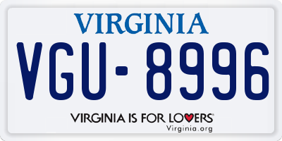 VA license plate VGU8996
