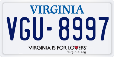 VA license plate VGU8997