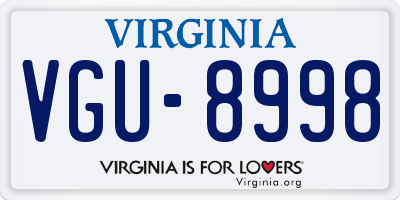 VA license plate VGU8998