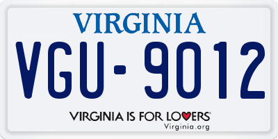 VA license plate VGU9012