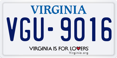 VA license plate VGU9016