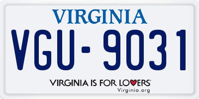 VA license plate VGU9031