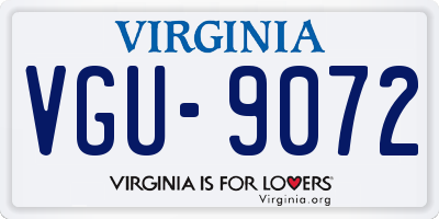 VA license plate VGU9072