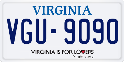 VA license plate VGU9090