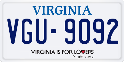 VA license plate VGU9092