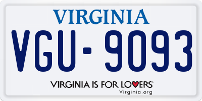 VA license plate VGU9093