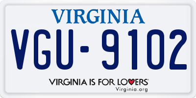 VA license plate VGU9102