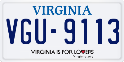 VA license plate VGU9113