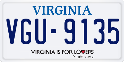 VA license plate VGU9135