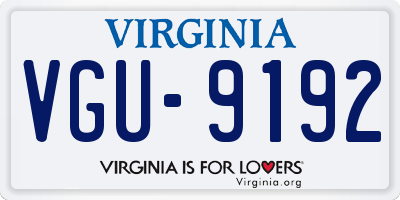 VA license plate VGU9192