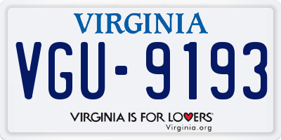 VA license plate VGU9193