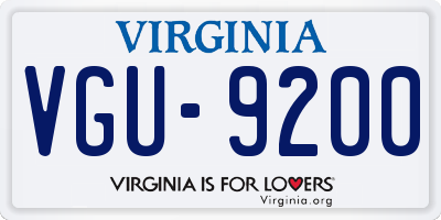 VA license plate VGU9200