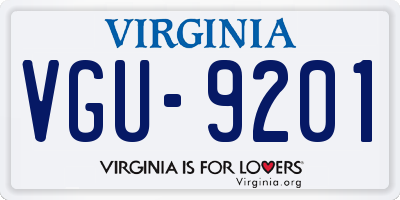 VA license plate VGU9201