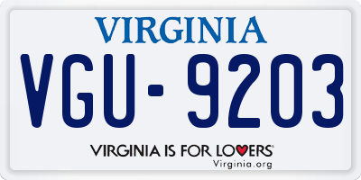 VA license plate VGU9203