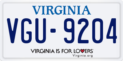 VA license plate VGU9204