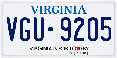 VA license plate VGU9205