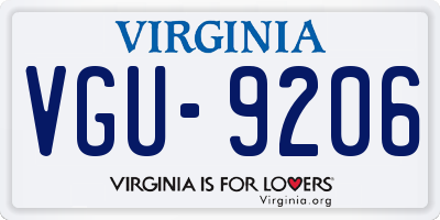 VA license plate VGU9206