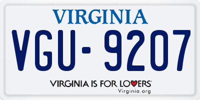 VA license plate VGU9207