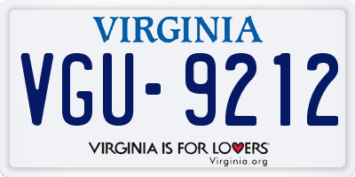 VA license plate VGU9212
