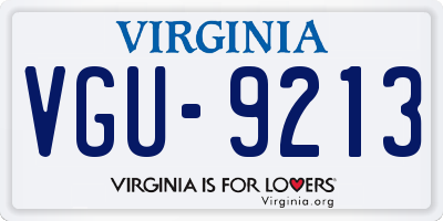VA license plate VGU9213