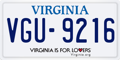 VA license plate VGU9216