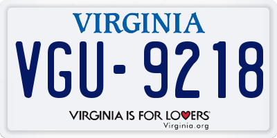 VA license plate VGU9218